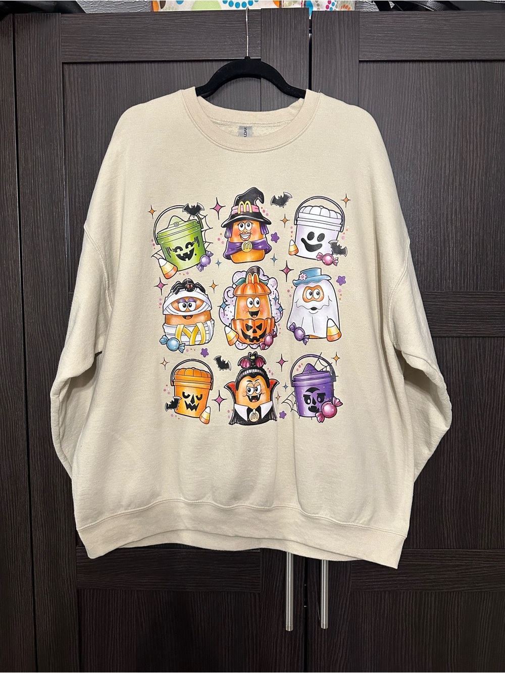 Cream Halloween Cartoon Graphic Men's Sweatshirt